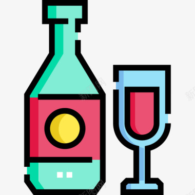 酒精过敏14线性颜色图标图标