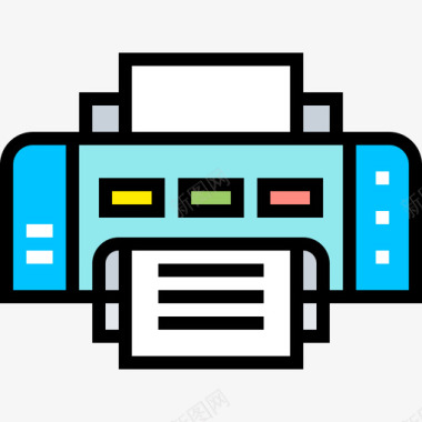 打印机设备40线性颜色图标图标