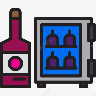 葡萄酒厨房65线性颜色图标图标