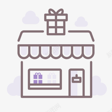 礼品店主题公园1线性颜色图标图标