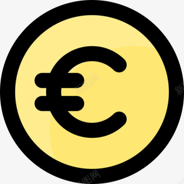 欧元支付与金融3线颜色图标图标