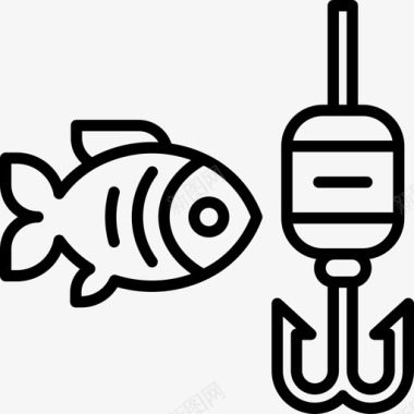 鱼饵钓鱼54线状图标图标