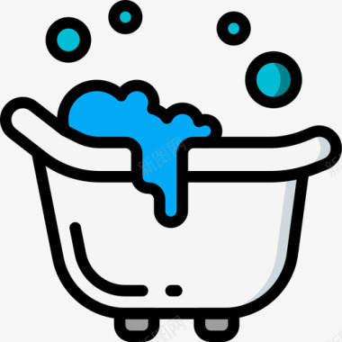 浴缸养育儿童5线性颜色图标图标