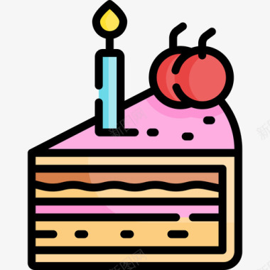 生日蛋糕婴儿淋浴34线性颜色图标图标