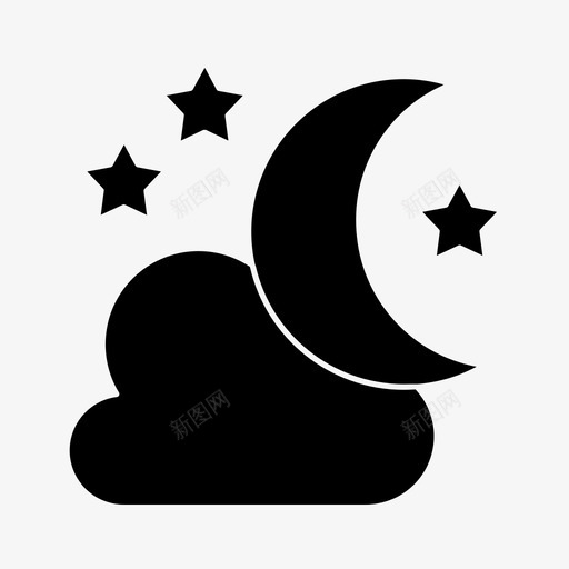 月亮和星星云万圣节图标svg_新图网 https://ixintu.com 万圣节 夜晚 星星 月亮