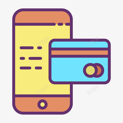 信用卡移动应用程序18线性彩色图标svg_新图网 https://ixintu.com 信用卡 应用程序 彩色 移动 线性