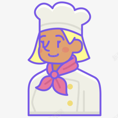 厨师阿凡达女直系肤色图标图标