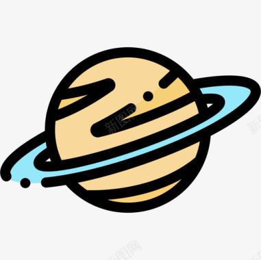 土星129号太空线性颜色图标图标
