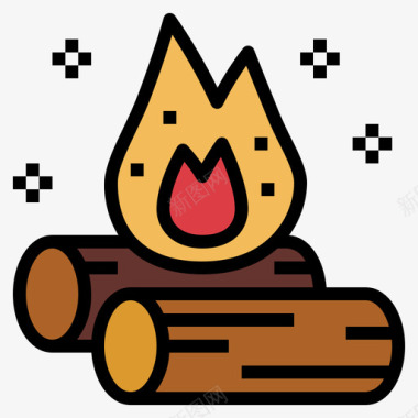 篝火按摩和水疗3线性颜色图标图标