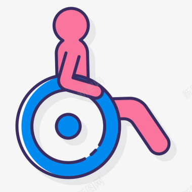 轮椅协同工作空间6线性颜色图标图标