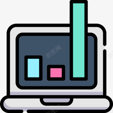 笔记本电脑商务管理3线性颜色图标图标