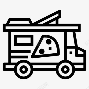 披萨4号食品车线性图标图标