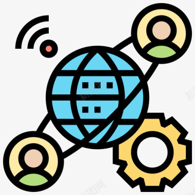 连接网络技术8线颜色图标图标