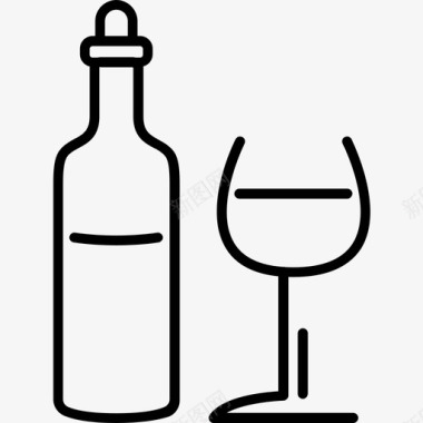 一瓶酒酒精玻璃杯图标图标