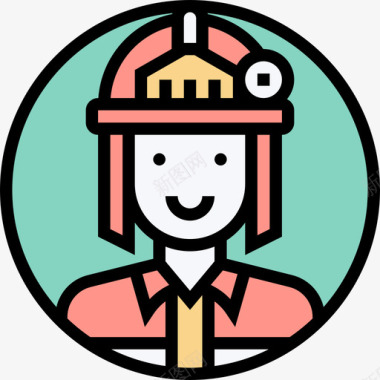 消防员职业化身2线性颜色图标图标