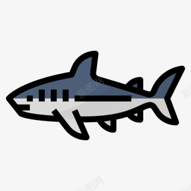 鲨鱼动物79线形颜色图标图标