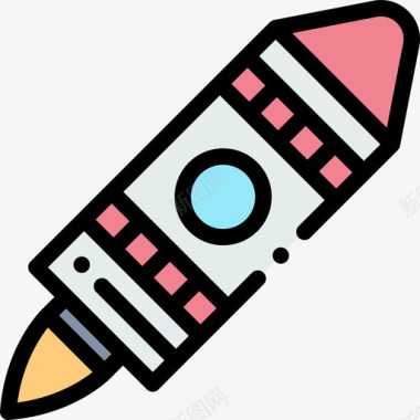 火箭太空129线性颜色图标图标