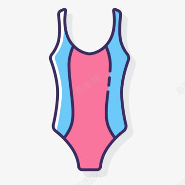 泳装野营136线性颜色图标图标