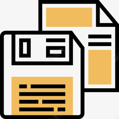 保存文件和文档11黄色阴影图标图标