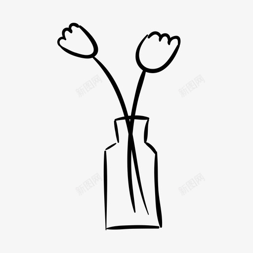 花瓶里的花花店手绘图标svg_新图网 https://ixintu.com 叶子 家居装饰 手绘 桌子 植物 花店 花瓶 装饰