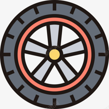 车轮汽车零件12线颜色图标图标