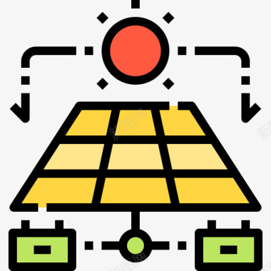 太阳能电池板生态198线性颜色图标图标