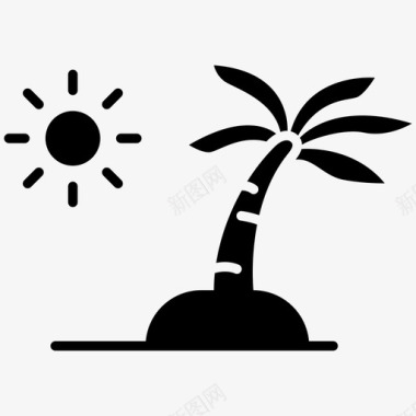 岛假日棕榈树图标图标