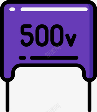 电容器电气元件1线性颜色图标图标
