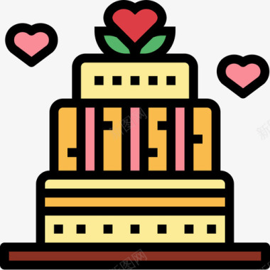 结婚蛋糕蛋糕店91线性颜色图标图标