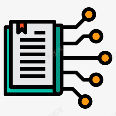 书教育和学习11线颜色图标图标