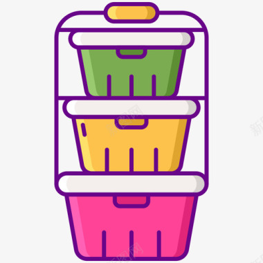 食品容器野营116线性颜色图标图标
