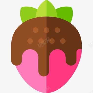 草莓甜点和糖果13扁平图标图标