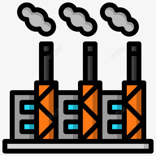 工厂污染18线性颜色图标svg_新图网 https://ixintu.com 工厂 污染 线性 颜色