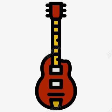 电吉他摇滚乐1线性颜色图标图标