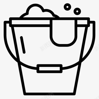 桶清洁117线性图标图标