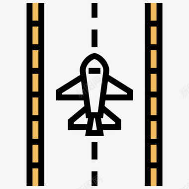 飞机137机场黄色阴影图标图标