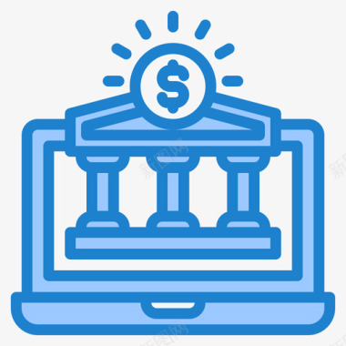 网上银行金融和会计5蓝色图标图标