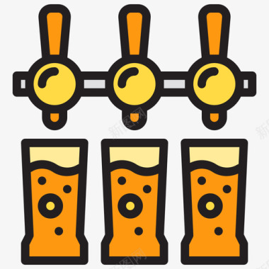 啤酒标签酿造啤酒3线性颜色图标图标