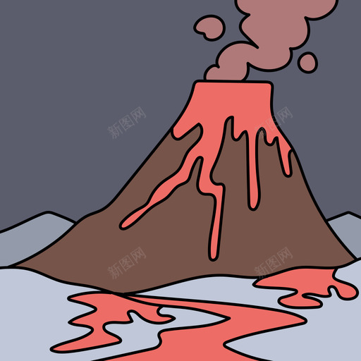 火山景观32彩色图标svg_新图网 https://ixintu.com 彩色 景观 火山