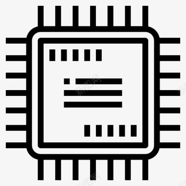 处理器网络技术12线性图标图标