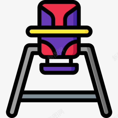 高脚椅抚养孩子5线性颜色图标图标