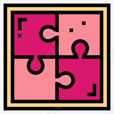 拼图棋盘游戏3线性颜色图标图标