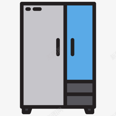 衣柜家用设备15件线性颜色图标图标