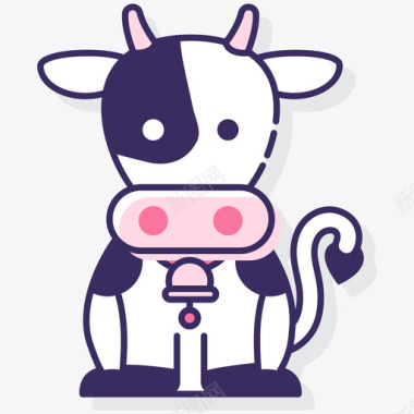 牛动物22线性颜色图标图标
