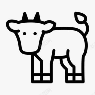 简单的牛动物牛图标图标