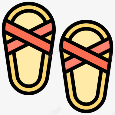 拖鞋衣服147线性颜色图标图标