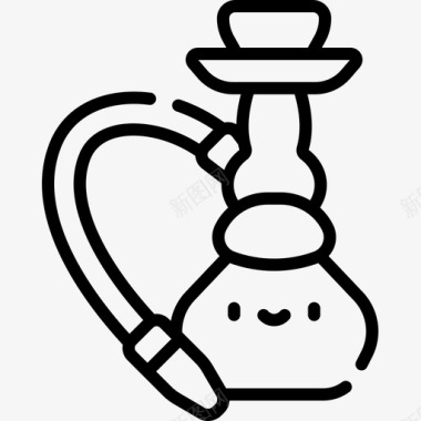 Hookah嬉皮士19线性图标图标