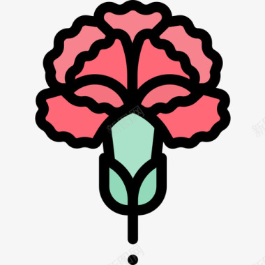 康乃馨花18线形颜色图标图标