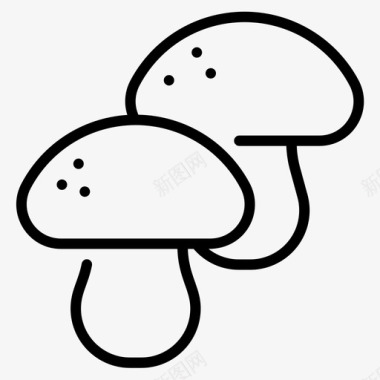 蘑菇纯素食品3直系图标图标