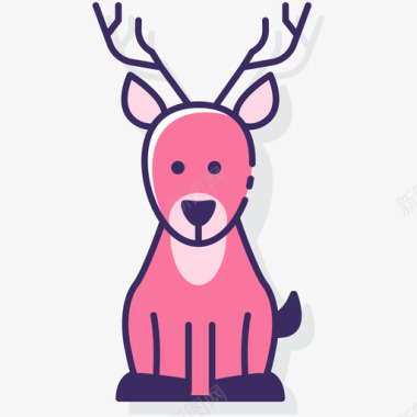 鹿动物22线性颜色图标图标